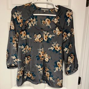 Grey floral blouse